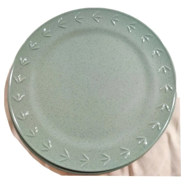 Precidio Melamine 11” Diameter (4) Platter Plate Aqua Turquoise Speckle Design - Picture 2 of 6